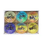 Vintage Motosiklet Desenli Route 66 Temalı Şık Cam Küllük | Dekoratif Hediyelik