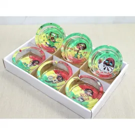 Rasta Temalı Karikatür Desenli Cam Küllük | Özel Tasarım Dekoratif Sigara Küllüğü