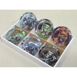 Özel Tasarım Gotik Grim Reaper ve Kuru Kafa Desenli Kalın Cam Küllük – Metalik Etkili