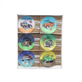 Retro Amerikan Klasik Arabalı Route 66 Temalı Dekoratif Cam Küllük