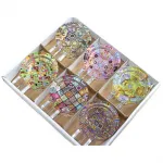 Modern Sanatsal Desenli Renkli Yuvarlak Cam Küllük Şık Ev Ofis Dekorasyonu