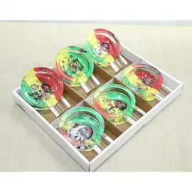 Rasta Temalı Renkli Desenli Cam Küllük | Özel Tasarım Dekoratif Sigara Küllüğü