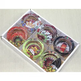 Şans Oyunları Temalı Dekoratif Cam Küllük – Ev ve Ofis için Şık Casino Desenli Küllük Seçenekleri