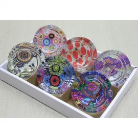 Canlı Desenli Dekoratif Cam Küllük | Ev ve Ofis için Estetik Sigara Küllüğü