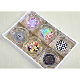 Modern Tasarım Göz Alıcı Desenli Cam Küllük – Ev ve Ofis İçin Estetik Sigara Küllüğü