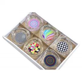 Modern Tasarım Göz Alıcı Desenli Cam Küllük – Ev ve Ofis İçin Estetik Sigara Küllüğü