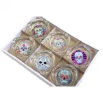 Day of the Dead Şeker Kurukafa Temalı Dekoratif Cam Küllük – Canlı Renkli Ev Ofis Aksesuarı