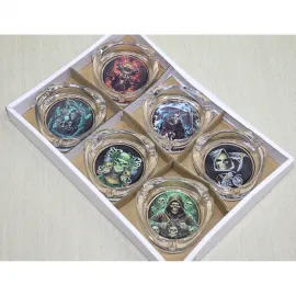 Özel Tasarım Gotik Kuru Kafa ve Ölüm Temalı Şeffaf Cam Küllük - Ev ve Ofis Dekorasyonu