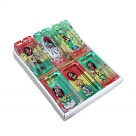 Rasta Temalı Figürlü Cam Küllük | Reggae Desenli Dekoratif Özel Tasarım Küllük