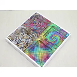 Modern Desenli Cam Küllük Koleksiyonu - Leopar, Mandala, Spiral, Ekose Seçenekleri