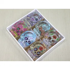 Rengarenk Şeker Kurukafa Temalı Dekoratif Cam Küllük – Ev ve Ofis için Benzersiz Hediye