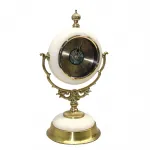 Elit Antik Pirinç ve Krem Seramik Küre Tasarım Masa Saati Lüks Dekoratif Obje