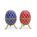 Swaroski Taşlı Göz Kamaştıran Dekoratif Mücevherli Yumurta Biblo Seti - 14 Cm