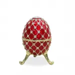 El Yapımı Kırmızı Swaroski Taşlı Dekoratif Yumurta Biblo – Lüks Ev Ofis Figürü