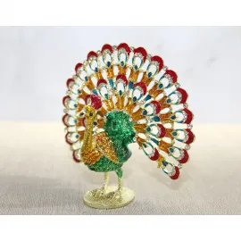 Göz Alıcı Swaroski Taşlı Dekoratif Tavuskuşu Biblo - Evinize Işıltılı Bir Dokunuş Katın