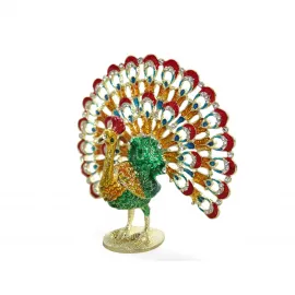 Göz Alıcı Swaroski Taşlı Dekoratif Tavuskuşu Biblo - Evinize Işıltılı Bir Dokunuş Katın