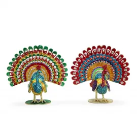 Parıltılı Swaroski Taşlarla El Yapımı Tavuskuşu Biblo: Sanatsal Ev Dekorasyonu