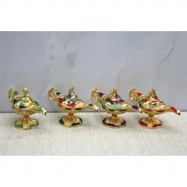 El Yapımı Mineli Metal Alaaddin Lambası Biblo | Otantik Dekoratif Ev Aksesuarı