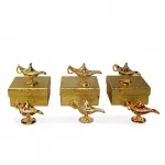 Göz Alıcı Renkli Mineli Metal Alaaddin Lambası Biblo | Ev Ofis Dekorasyonu İçin Özel Figürler