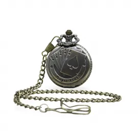 Royal Flush Poker Temalı Antik Bronz Köstekli Saat - Şans ve Stil Bir Arada