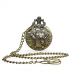 Disney Lilo & Stitch Temalı Antik Bronz Köstekli Cep Saati - Vintage Koleksiyon Parçası