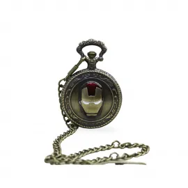 Marvel Iron Man Temalı Antik Bronz Vintage Köstekli Cep Saati - Koleksiyonluk Hediye Fikri