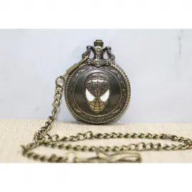 Vintage Örümcek Adam Köstekli Cep Saati - Antik Bronz Desenli Koleksiyonluk Saat