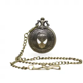 Vintage Örümcek Adam Köstekli Cep Saati - Antik Bronz Desenli Koleksiyonluk Saat