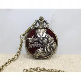 Marvel Spider-Man Retro Vintage Köstekli Cep Saati - Özel Tasarım Hediye Koleksiyon