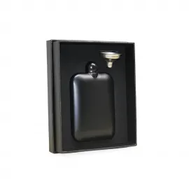 Siyah Mat Matara ve Huni Seti: Paslanmaz Çelik Şık Cep Şişesi Hediyelik Kutulu