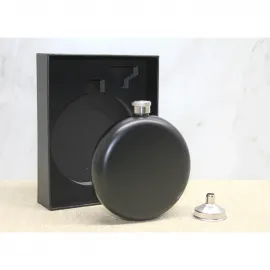 Premium Mat Siyah Paslanmaz Çelik Hunili Cep Matarası Seti – Özel Tasarım, Ergonomik ve Şık 12.5 Cm Boyutlu Taşıma Kolaylığı