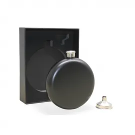 Premium Mat Siyah Paslanmaz Çelik Hunili Cep Matarası Seti – Özel Tasarım, Ergonomik ve Şık 12.5 Cm Boyutlu Taşıma Kolaylığı