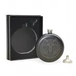 Kurt Motifli Siyah Matara Seti | Özel Huni Hediyeli Paslanmaz Çelik Şık Tasarım