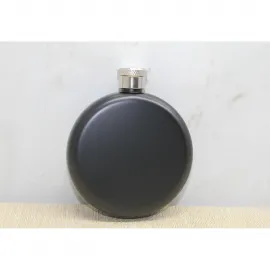 Mat Siyah Yuvarlak Paslanmaz Çelik Cep Matarası | Modern Tasarımlı Hediye ve Seyahat İçin Şık Seçim