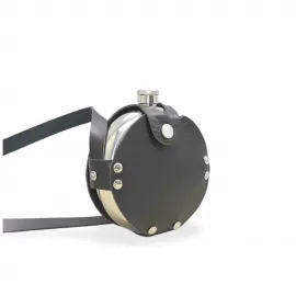 Şık Siyah Deri Kılıflı Paslanmaz Çelik Matara | Taşınabilir Cep İçki Matarası Hediye