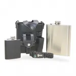 Lüks Paslanmaz Çelik Deri Kılıflı Matara Seti: Cep Boy Flask, Paracord Bileklik Hediye