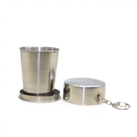 Katlanabilir Paslanmaz Çelik Shot Bardağı Anahtarlıklı Kılıflı Cep Seyahat Kupası