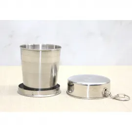 Katlanabilir Paslanmaz Çelik Shot Bardağı: Portatif, Anahtarlık Kılıflı, Seyahat ve Kamp İçin İdeal