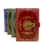 Antik Desenli Kilitli Şifreli Deri Defter - Vintage Özel Tasarım Günlük Not Defteri 22x15 cm