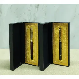 Premium Kutulu Tükenmez Kalem | Altın Detaylı Şık Tasarım, Özel Hediye Kalemi 13 Cm