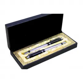 Şık Metal Tasarımlı 2'li Kutulu Tükenmez Kalem Seti - İş ve Özel Günler İçin Lüks Hediye