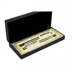 Lüks Kutulu Altın Beyaz Tasarımlı Tekli Tükenmez Kalem - Şık Hediye Seçeneği