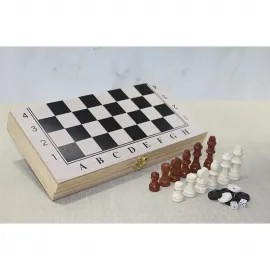 Premium Ahşap Kutulu Satranç Tavla Seti: Taşınabilir Klasik Kutu Oyunu Deneyimi 28 Cm