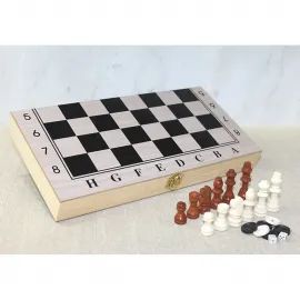 Lüks Ahşap Katlanabilir Satranç Tavla Seti | 34 cm | Tam Oyun Keyfi