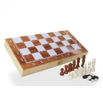 Premium Ahşap Satranç ve Tavla Takımı - Seyahat Boy 34 cm - Dama ve Zar Hediyeli