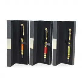 Zarif Tasarımlı Siyah Gövdeli Gold Detaylı Tekli Tükenmez Kalem - Özel Hediye Kutulu