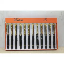 Lüks Dikawen Metal Kapaklı Siyah & Altın Detaylı Şık Tükenmez Kalem | 14 cm Uzunluk