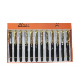 Lüks Dikawen Metal Kapaklı Siyah & Altın Detaylı Şık Tükenmez Kalem | 14 cm Uzunluk