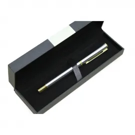 Metal Gövdeli Şık Gold Detaylı Tekli Tükenmez Kalem Hediye Kutulu - Mükemmel Kurumsal Hediye