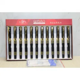Qibao Klasik Seri Altın Detaylı Siyah Metal Tekli Tükenmez Kalem - Şık Yazım Deneyimi